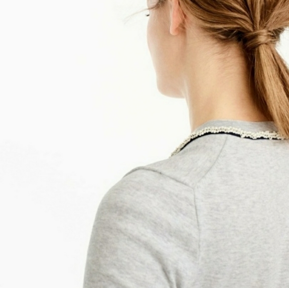 J. CREW Gray Jackie Cardigan Sweater with Beaded Collar - Picture 3 of 12